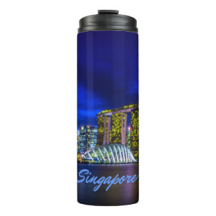 Singapur City Skyline bei Nacht Thermosbecher