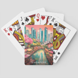 Singapur City View farbenfroh Spielkarten
