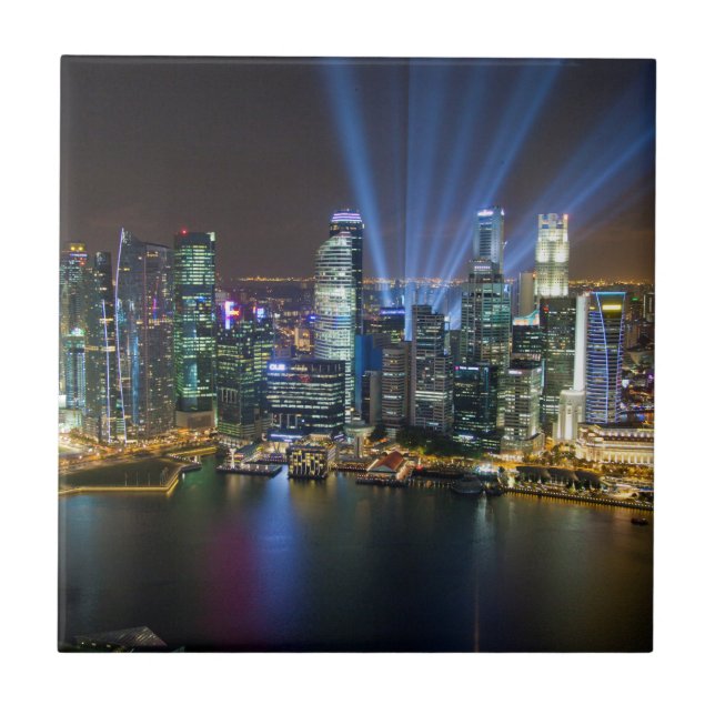 Singapur Downtown Lightshow Fliese (Vorderseite)