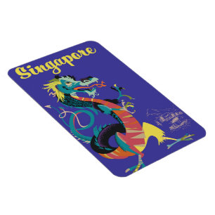 Singapur-Drache Vintage-Reiseposter Magnet