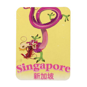 Singapur-Drache Vintage-Urlaubsposter Magnet