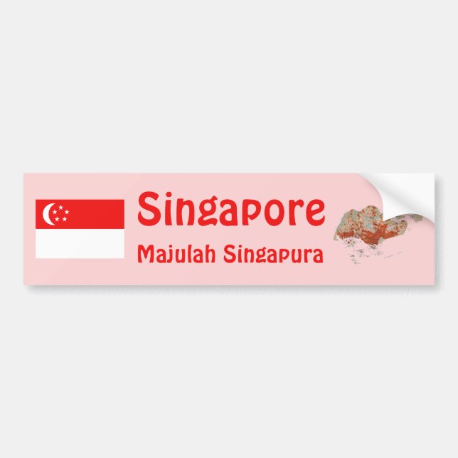 Singapur Flag + Map Autoaufkleber (Vorne)