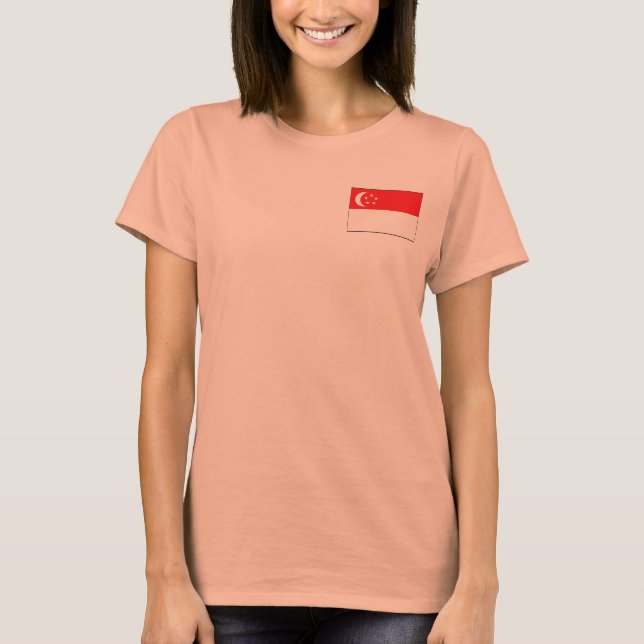 Singapur Flag + Map T - Shirt (Vorderseite)