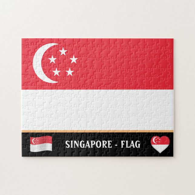 Singapur Flag & Singapur Land / Singapur (Horizontal)