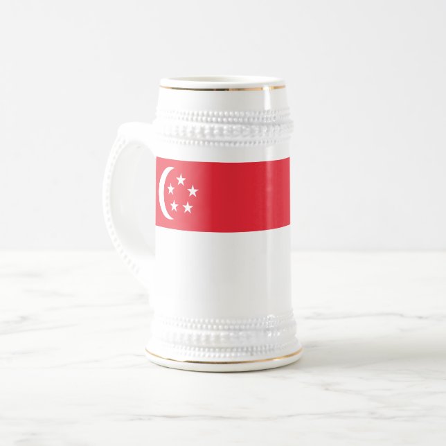 Singapur-Flagge Bierglas (Vorderseite Links)