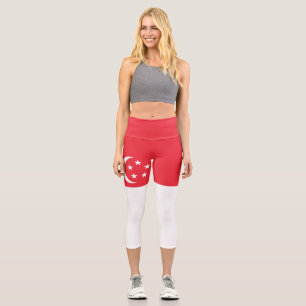 Singapur-Flagge Capri Leggings