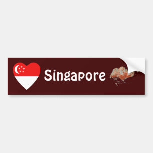 Singapur-Flagge Herz + Karte Aufkleber Autoaufkleber
