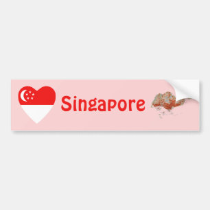 Singapur-Flagge Herz + Karte Aufkleber Autoaufkleber