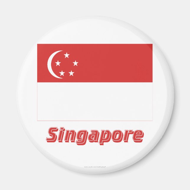 Singapur-Flagge mit Namen Magnet (Vorne)