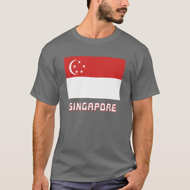 Singapur-Flagge mit Namen T-Shirt (Vorderseite)
