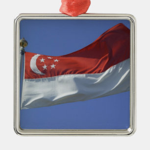 Singapur-Flagge Silbernes Ornament