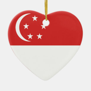 Singapur-Flaggen-Herz Keramikornament