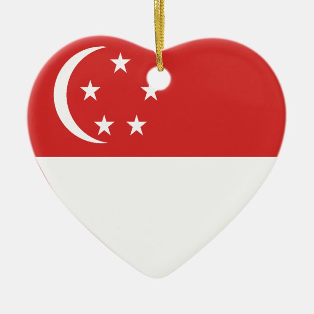 Singapur-Flaggen-Herz Keramikornament (Vorne)