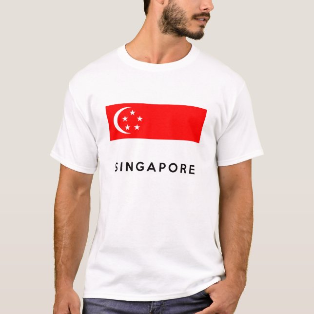 Singapur-Flaggenland-Textname T-Shirt (Vorderseite)