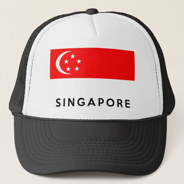 Singapur-Flaggenland-Textname Truckerkappe (Vorderseite)
