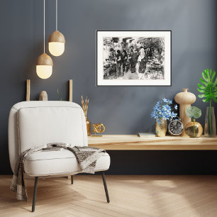 Singapur Flea Market - Pen and Wash Zeichnend Prin Poster