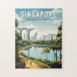 Singapur Gärten by Bay Reisen Vintag<br><div class="desc">Singapur Retro Vektor Reise Design. Marina Bay ist ein gehobenes Gebiet von Wolkenkratzern,  schicken Hotels und Luxuszentren. Es ist bekannt für das mächtige Riesenrad von Singapur,  die Blume-Konservatorien und die farbenfrohen Superbäume von Gärten an der Bucht.</div>