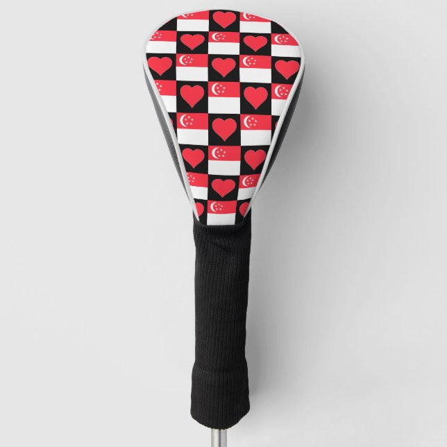 Singapur Golf Liebe Herzstück Muster Singapur Flag Headcover (Vorderseite)