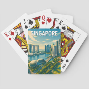 Singapur-Illustration Reise Kunst Vintage Spielkarten