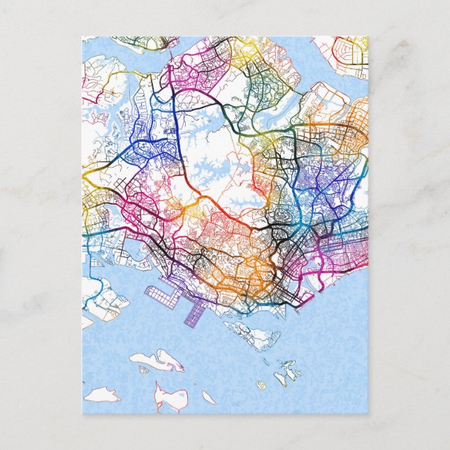 Singapur-Karte Postkarte (Vorderseite)