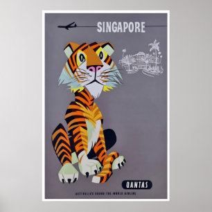 Singapur Kunst Qantas Reiseplakat DruckA Poster