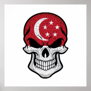 Singapur Lächeln der Schädelflagge Poster