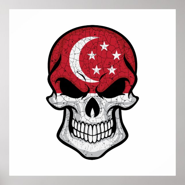 Singapur Lächeln der Schädelflagge Poster (Vorne)
