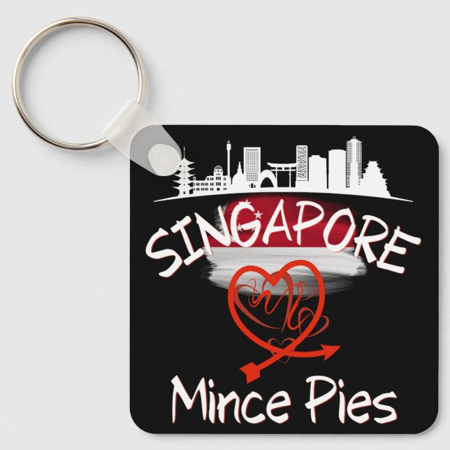 Singapur Lieben Mince Pies Cityscape Schlüsselanhänger (Vorderseite)