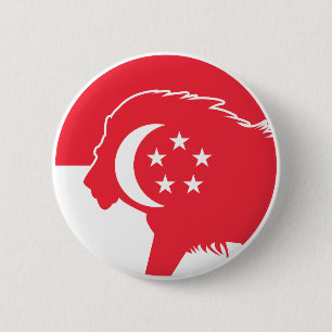Singapur-Löwe Singapur Nationaltier Flagge Button