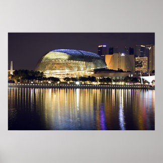 Singapur Marina Bay bei Nacht Poster