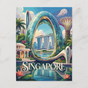 Singapur Marina Bay Futuristische Tropenstadt Postkarte