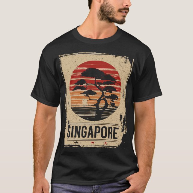 Singapur Marina Bay Japanisch Sunset Cityscape T-Shirt (Vorderseite)
