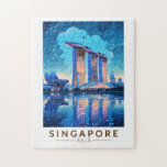 Singapur Marina Bay Night Travel Art Vintag<br><div class="desc">Singapur Retro Vektor Reise Design. Marina Bay ist ein gehobenes Gebiet von Wolkenkratzern,  schicken Hotels und Luxuszentren. Es ist bekannt für das mächtige Riesenrad von Singapur,  die Blume-Konservatorien und die farbenfrohen Superbäume von Gärten an der Bucht.</div>