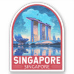 Singapur Marina Bay Night Travel Art Vintag Aufkleber<br><div class="desc">Singapur Retro Vektor Reise Design. Marina Bay ist ein gehobenes Gebiet von Wolkenkratzern,  schicken Hotels und Luxuszentren. Es ist bekannt für das mächtige Riesenrad von Singapur,  die Blume-Konservatorien und die farbenfrohen Superbäume von Gärten an der Bucht.</div>