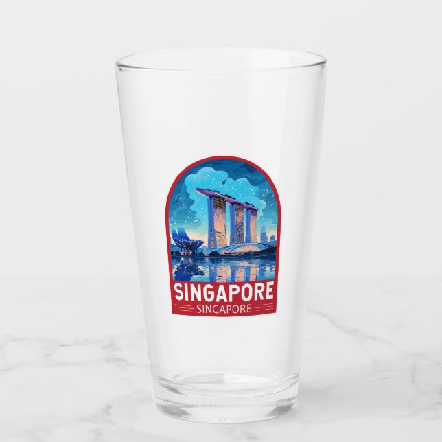Singapur Marina Bay Night Travel Art Vintag Glas (Vorderseite)