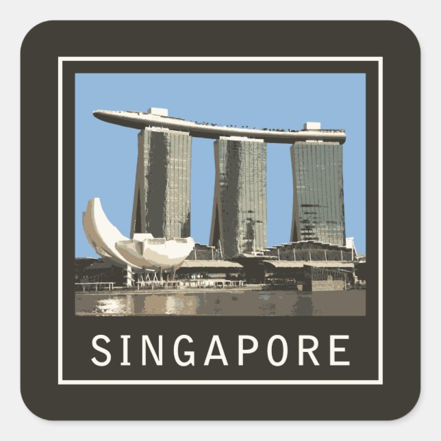 Singapur Marina Bay Sands Quadratischer Aufkleber (Vorderseite)