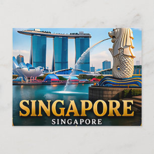Singapur Marina Bay und ikonische Skyline Postkarte