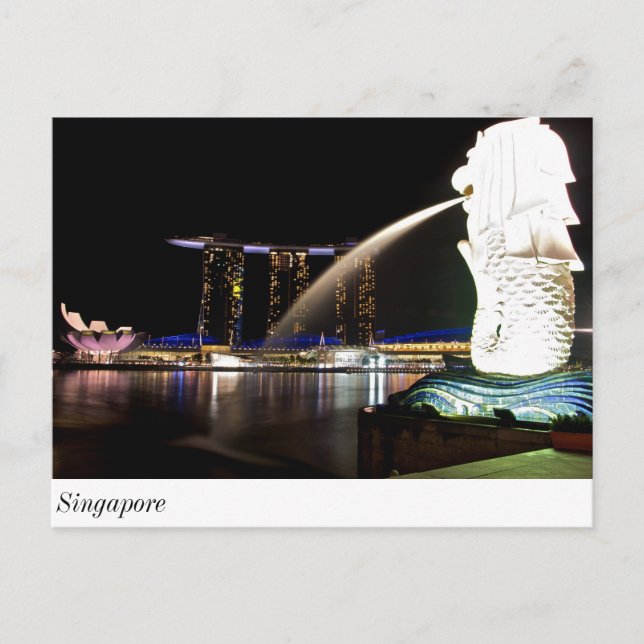 Singapur Merlion in Marina Bay Postkarte (Vorderseite)