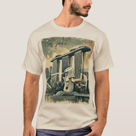 Singapur Merlion Marina Bay Sands gestört T-Shirt