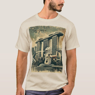 Singapur Merlion Marina Bay Sands gestört T-Shirt