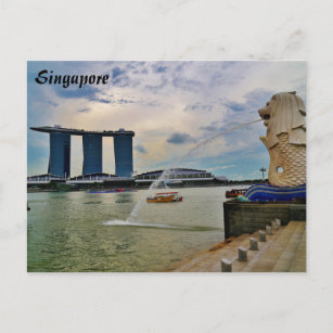Singapur: Merlion und Marina Bay Sands Hotel Postkarte