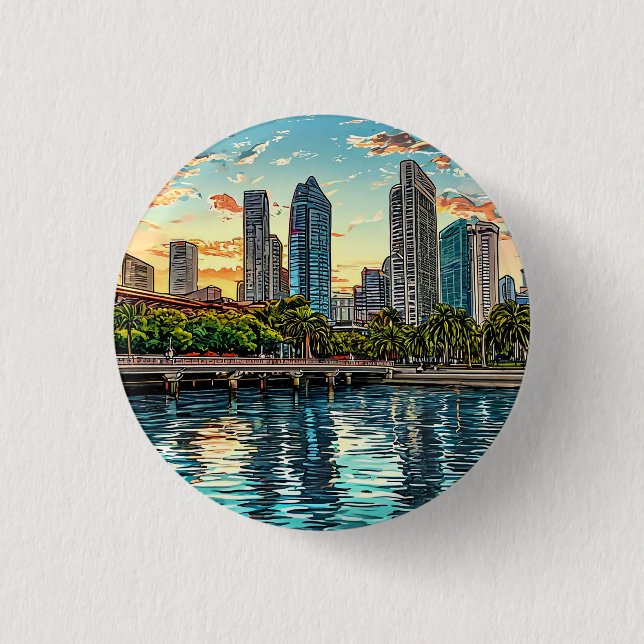 Singapur Modern City Button (Vorderseite)