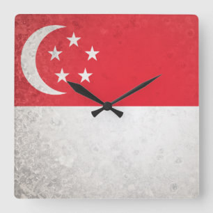 Singapur Quadratische Wanduhr