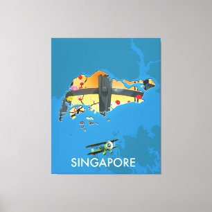 Singapur-Reisekarte Leinwanddruck