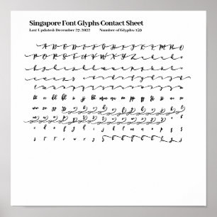 Singapur-Schriftzeichen-Kontaktblatt Poster