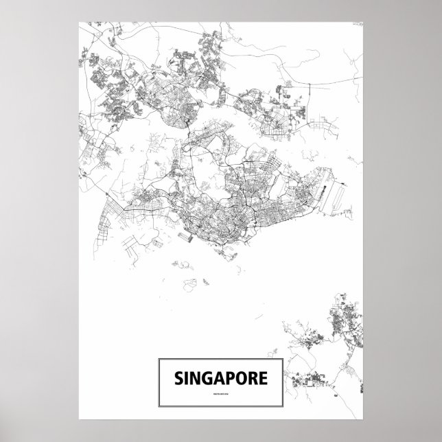 Singapur (schwarz auf weiß, Brauch) Poster (Vorne)