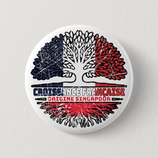 Singapur Singapurer Franzose Frankreich Baumwurzel Button (Vorderseite)