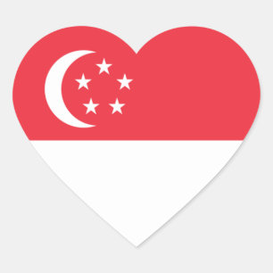 Singapur/singapurische Herz-Flagge Herz-Aufkleber