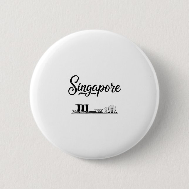 Singapur Skyline Reise Urlaub Outfits Button (Vorderseite)