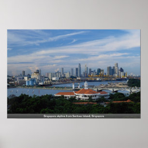 Singapur-Skyline von Sentosa Insel, Singapur Poster